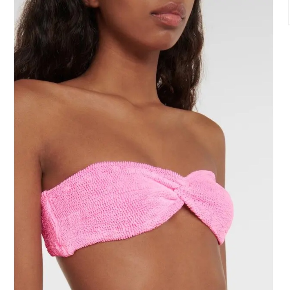 NWOT New Hunza G Ariel Bandeau Pink Bubblegum Bikini Swim Swimsuit One Size - Picture 8 of 8